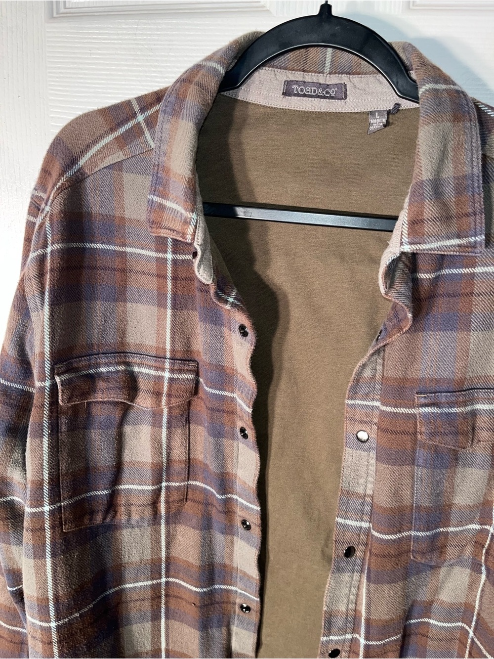 Toad&Co Men's Mojac Over Shirt Long Sleeve Button Flannel Size Large Snap Lined - Picture 4 of 9